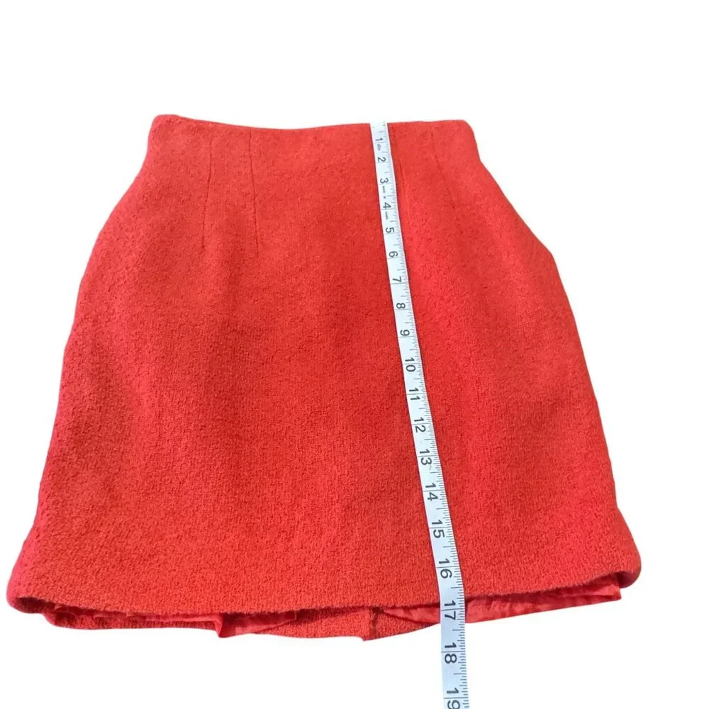 Vintage Christian Dior Womens Red Wool Skirt Suit Set 2P Jacket & Skirt USA